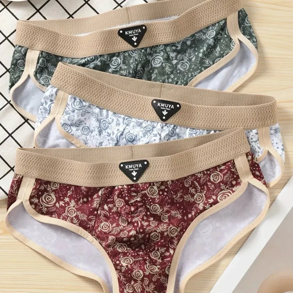 KMUYA Floral Bikini Briefs - Red, White, Green
